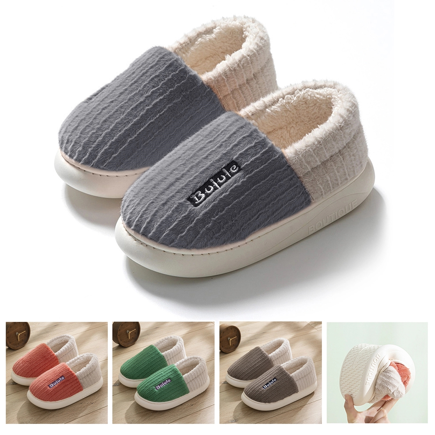 Comfy Faux Fur House Slipper Scuff Foam Slip Anti-Skid Sole 2
