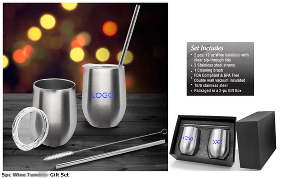 5pc Stemless Wine Cups Gift Set 6