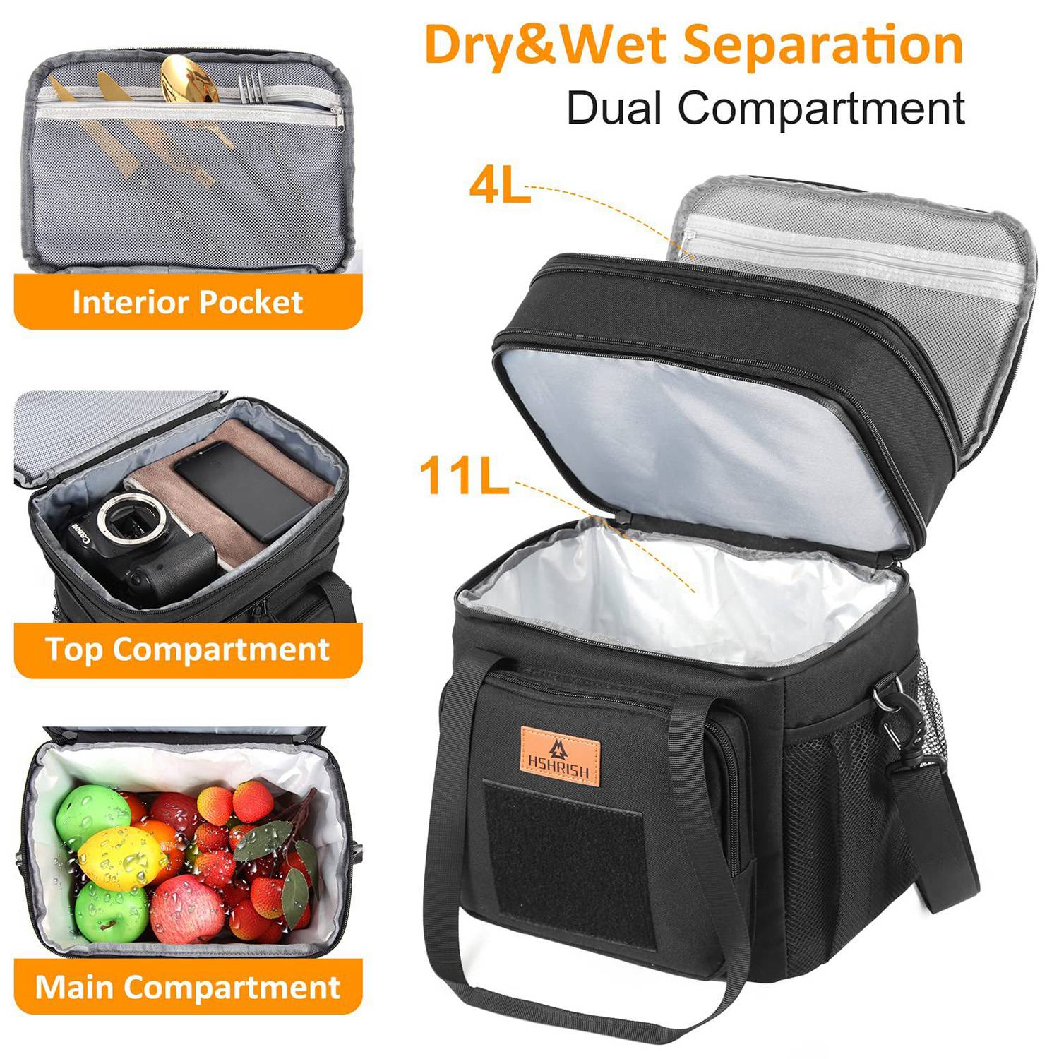 15L Oxford Portable Lunch Cooler Bag for Office Picnic 6