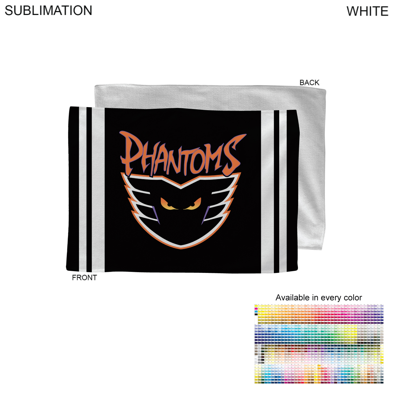 Colored Sublimated Rally, Skate Towels with Jersey stripes, 12x18 Sublimated Edge to Edge 1 side 6