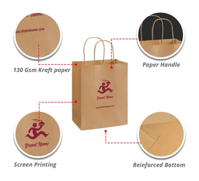 Printed Kraft Paper Shopping Bags (Double Sided) 5