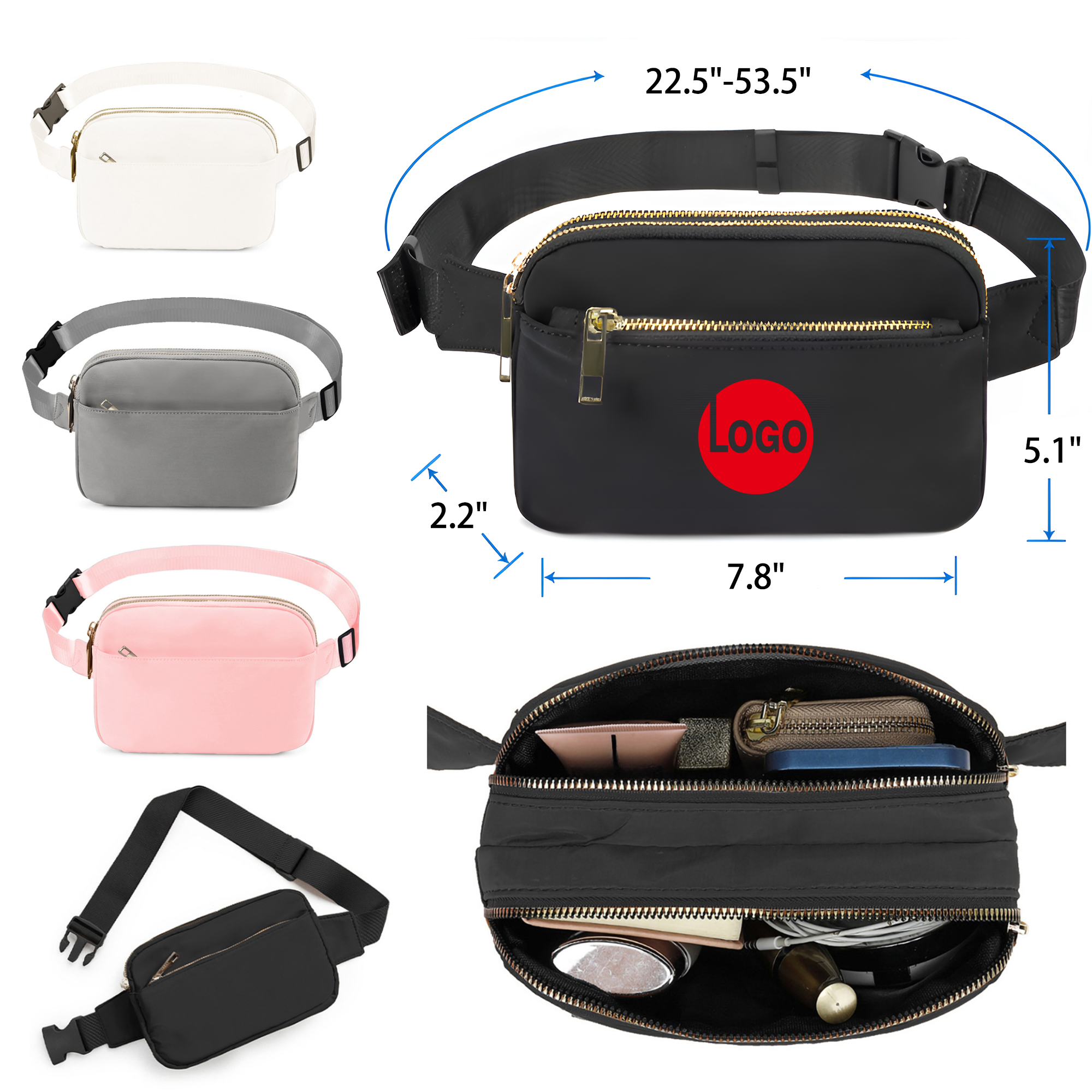 Versatile Solid Color Multi Pocket Waist Bag 4