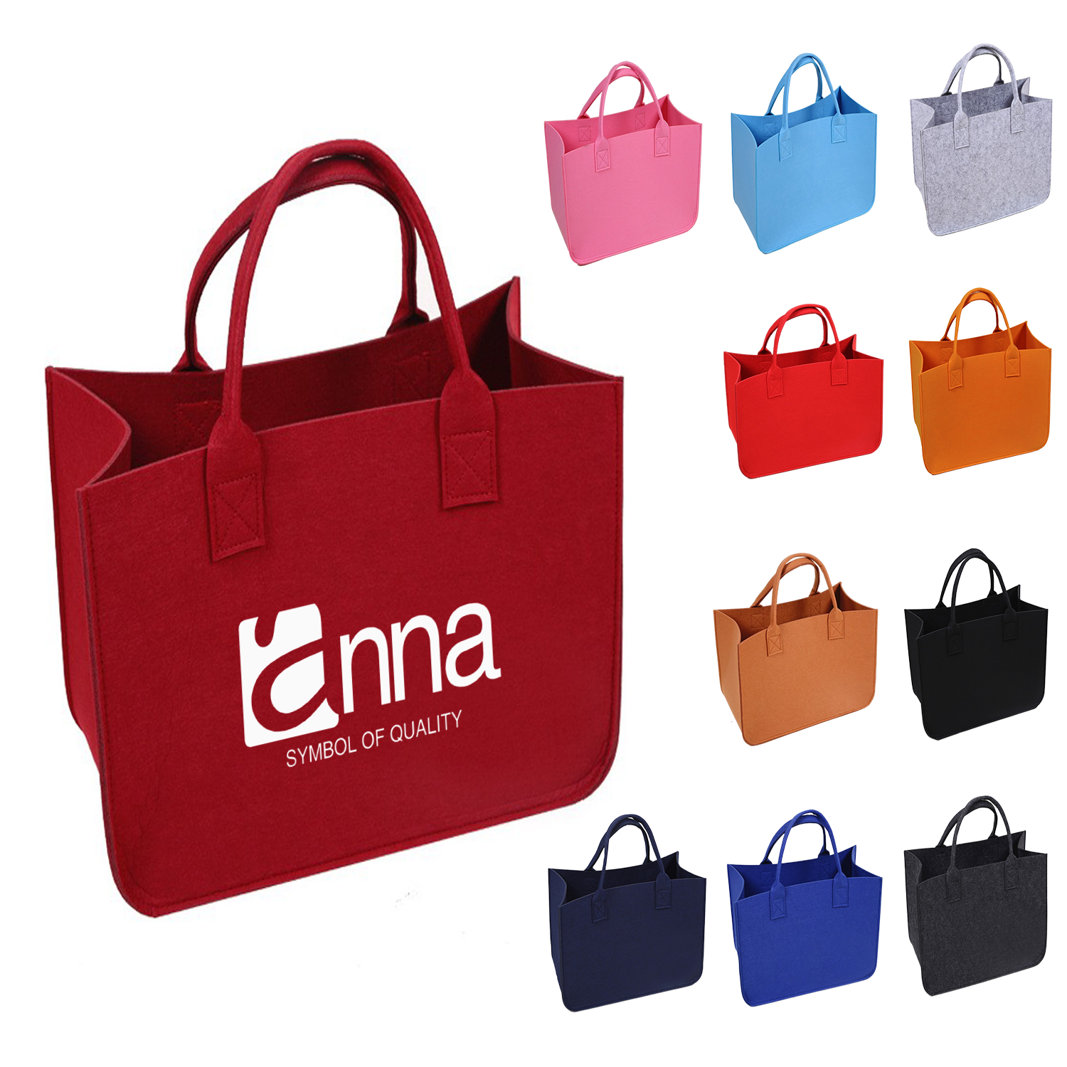Felt Solid Color Tote Bag 2