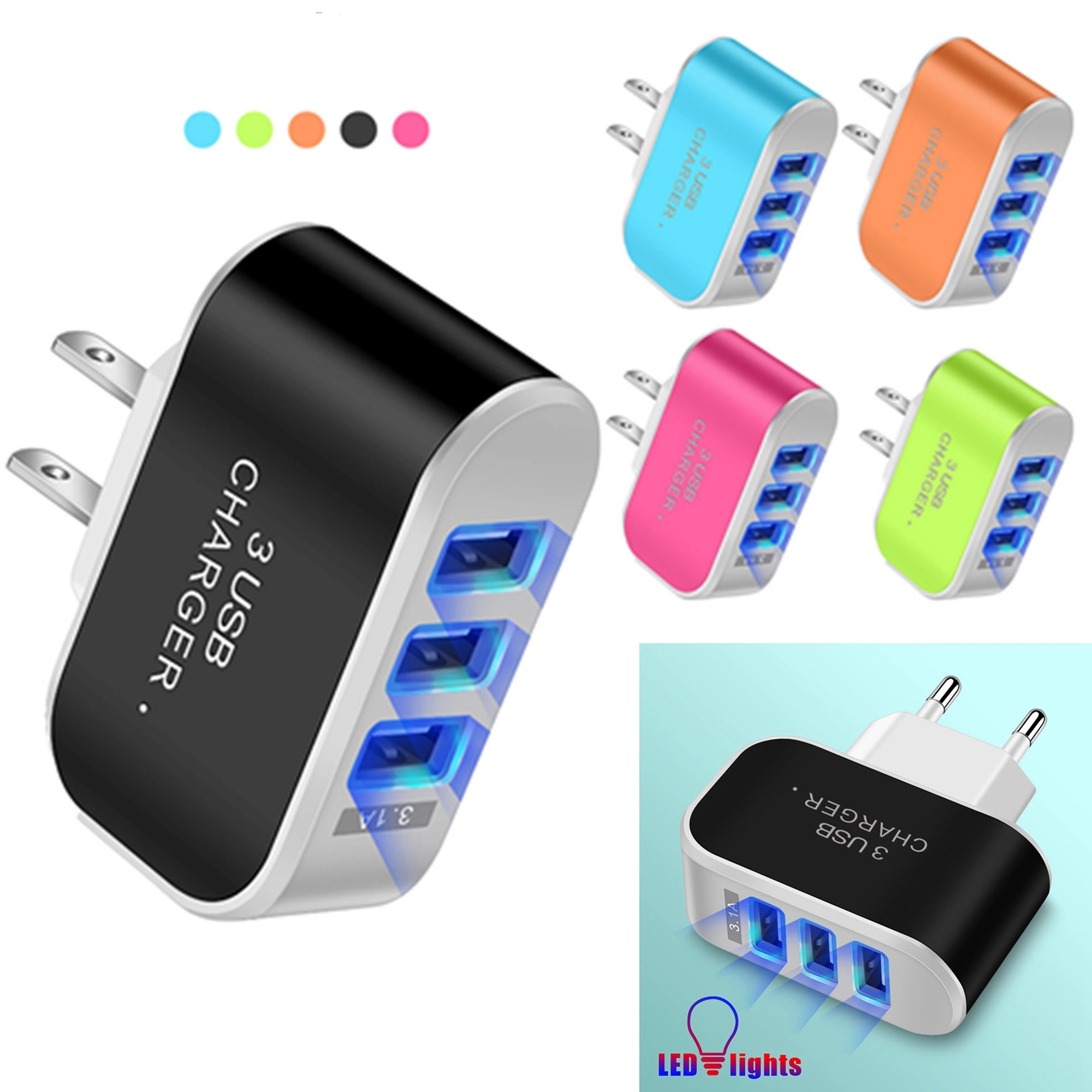 Cell Phone USB Fast Wall Charger Block 6