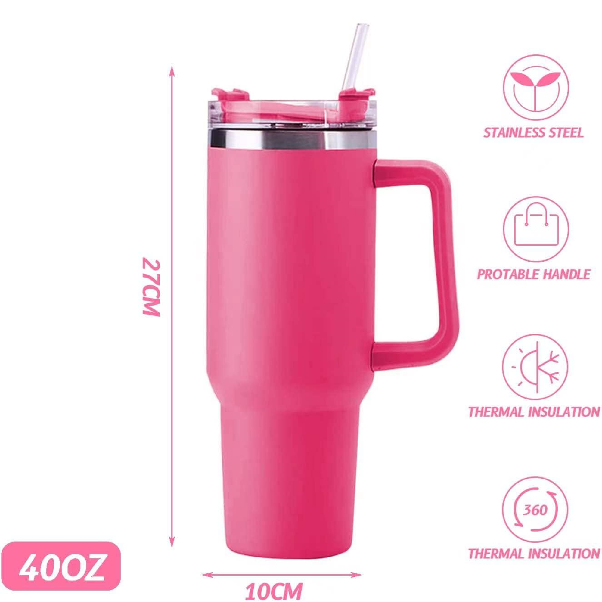 40 oz Insulated Water Bottle With Straw flip, custom water bottle with logo imprint 3