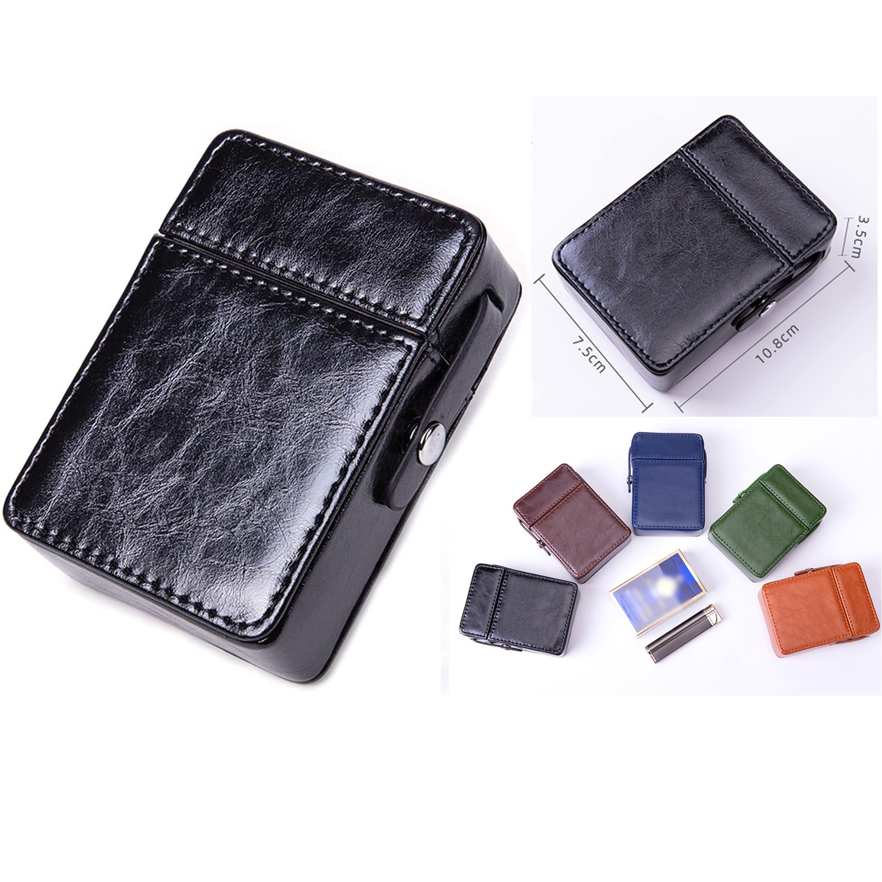 PU Leather Cigarette Case with Lighter Holder 1
