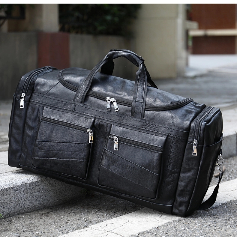 Multi-Pocket Genuine Leather Travel Duffle Bag 4