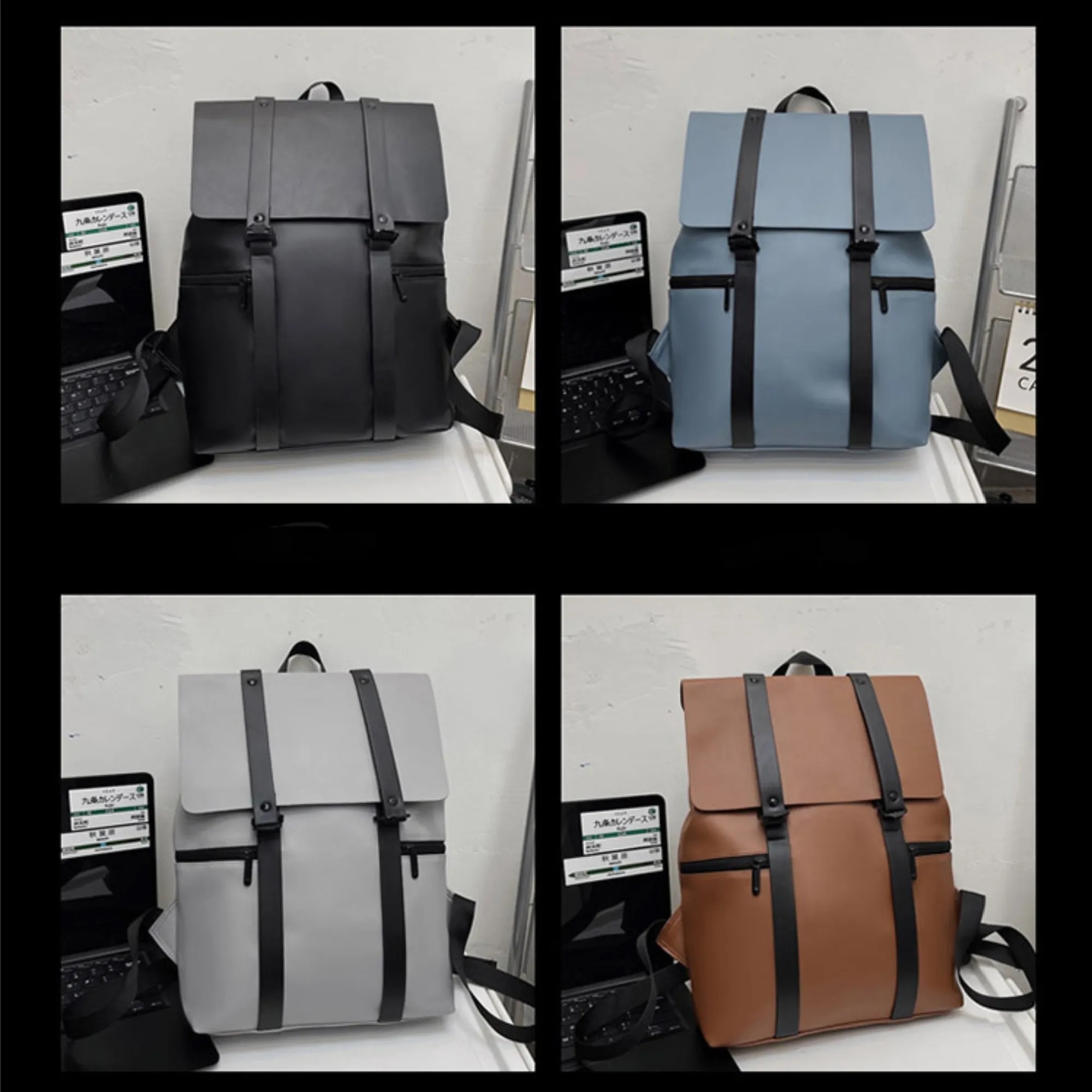 15" PU Leather Roadster Laptop Business Backpack Recycled 5