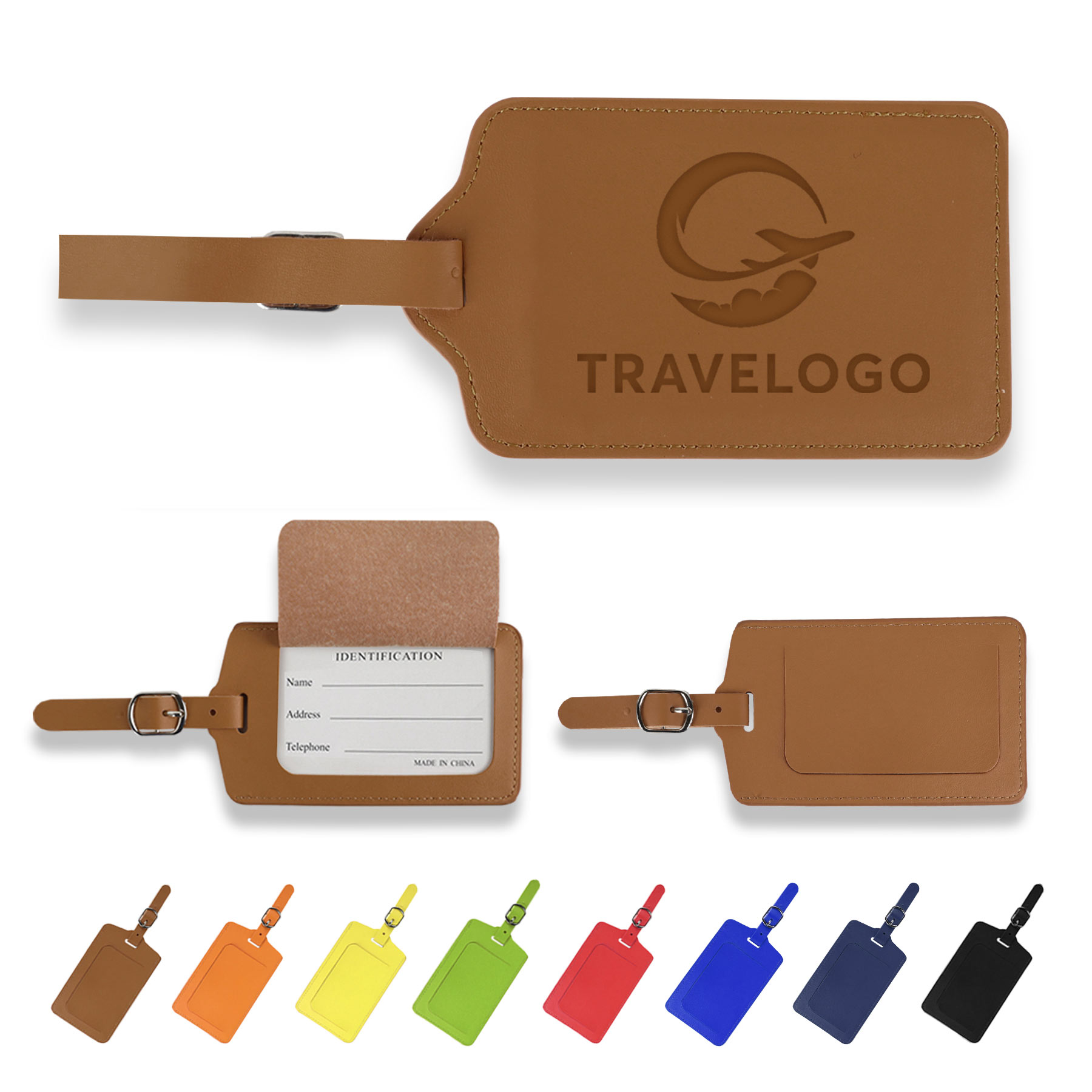 Flip Open PU Leather Luggage Tag 6