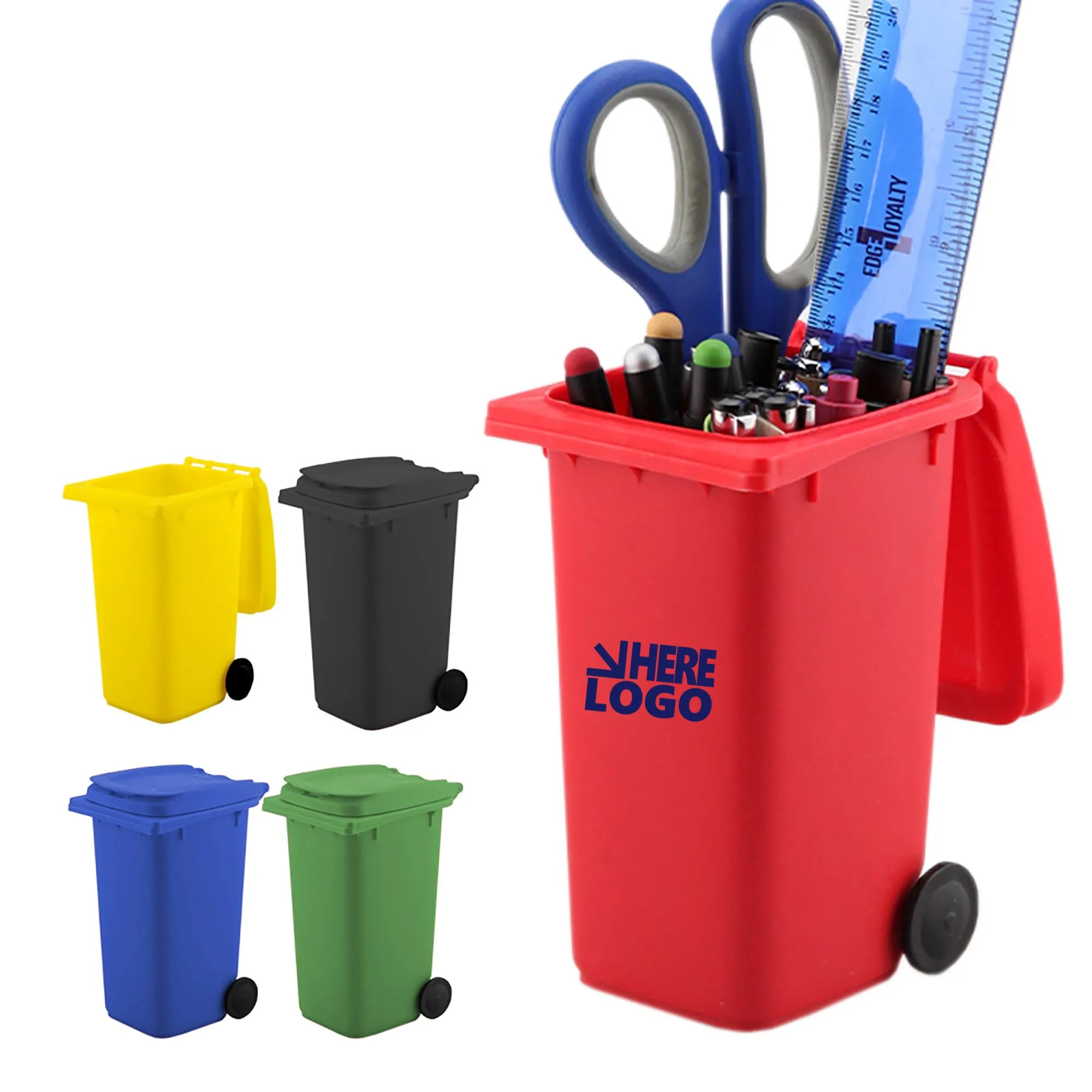 MOQ 50PCS Mini Desk Trash Bin Can with Lid Pen Holder 2