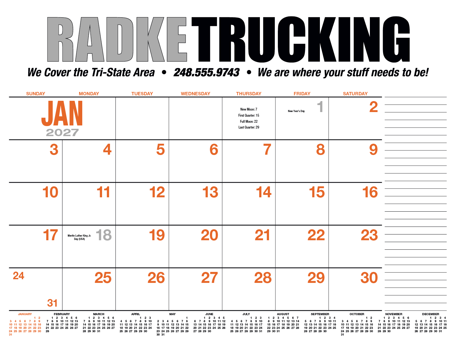 HotLine® Products 13-Month Desk Pad Calendar 78