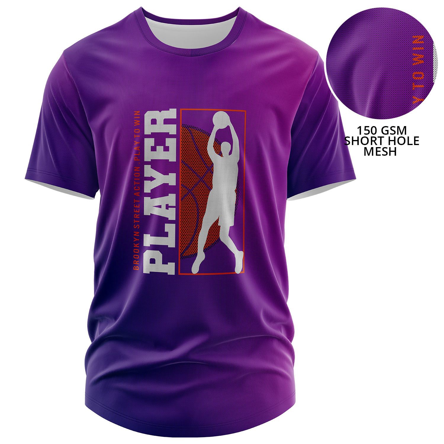 Unisex 150 GSM Short Hole Mesh Performance Sublimation Short Sleeve T-shirt