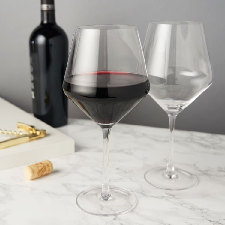 Viski® Raye Angled Crystal Burgundy Glass, set of 2 7