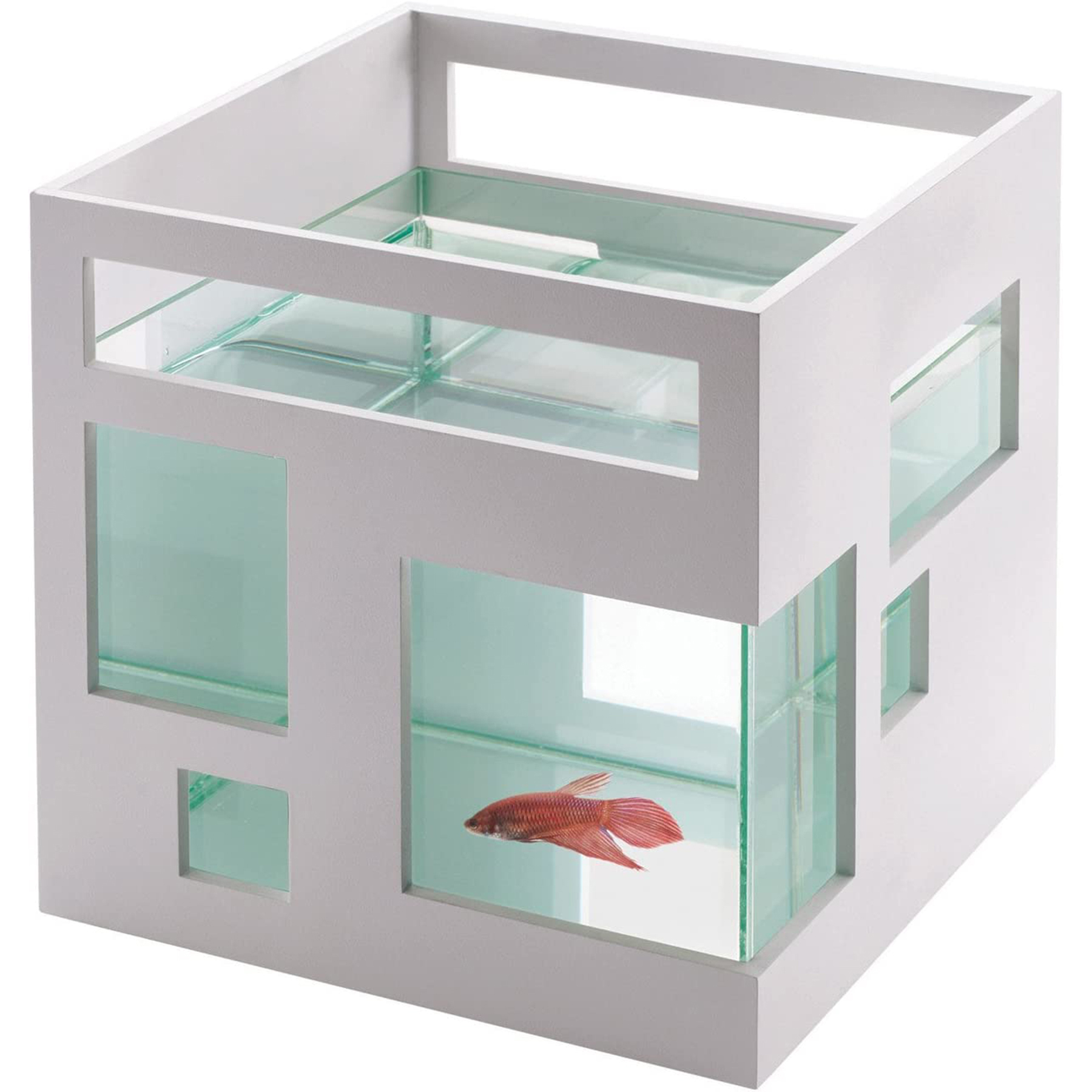 Fish Hotel Unique Glass 2 Gallons Mini Aquarium Tank Bowl 2
