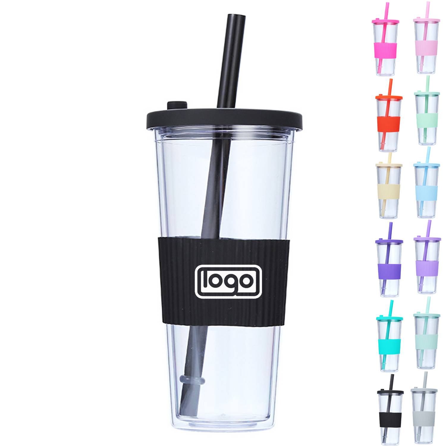 24oz Plastic Cup with Straw 8