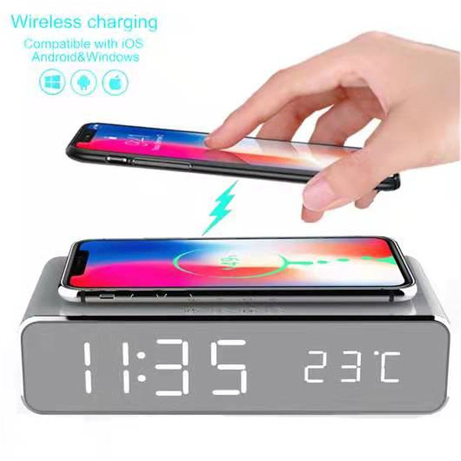 Wireless Charging Station With Alarm 4