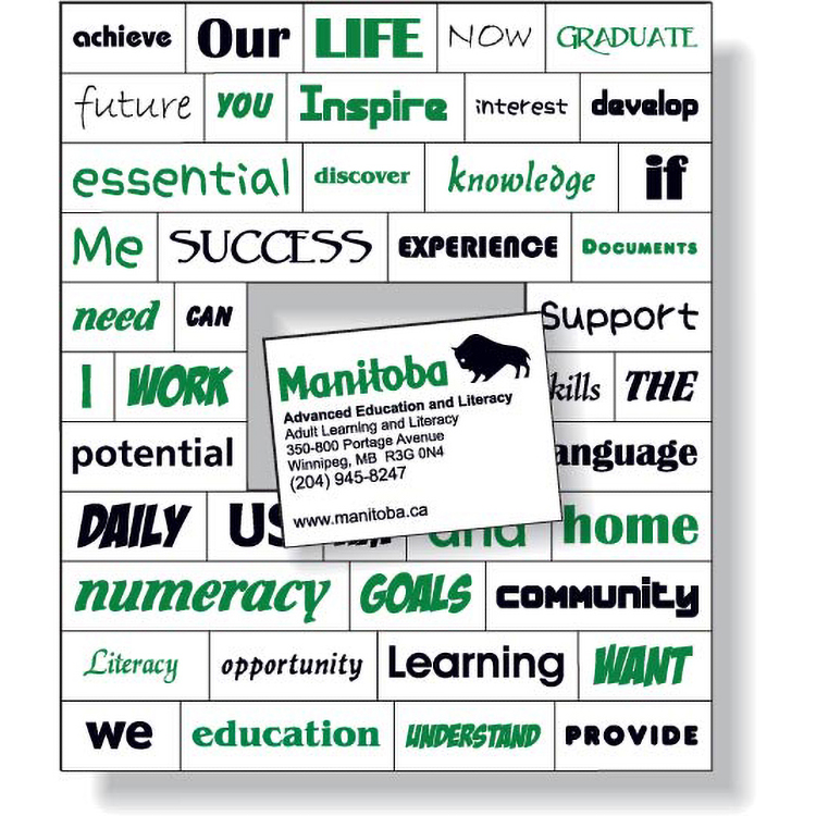 Magnetic Word Set (44 pieces), Screen-printed, White Matte Vinyl Topcoat