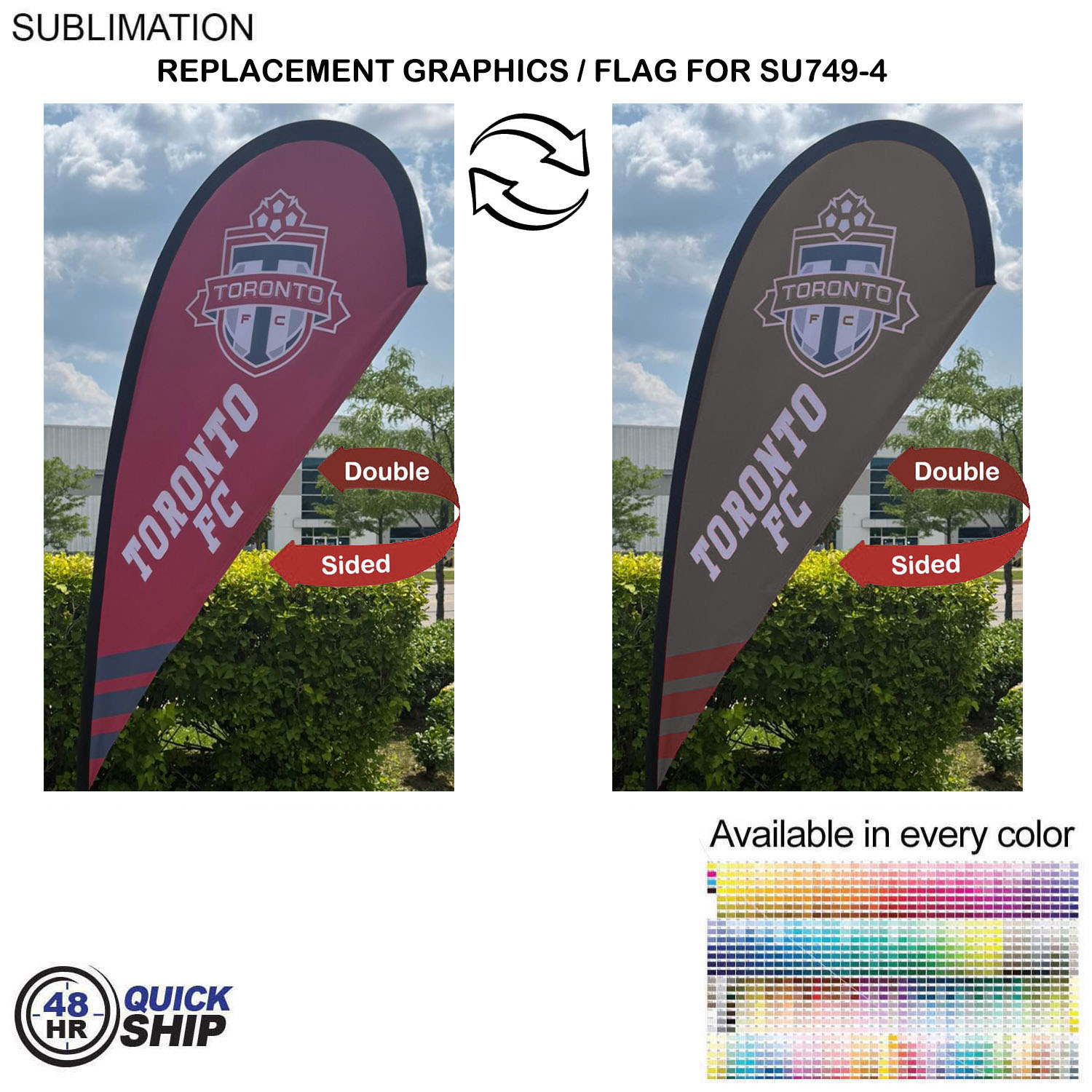 48Hr Quick Ship -Replacement Flag for 7.5' Small Tear Drop Flag Kit, Full Color Graphics Double Side 2