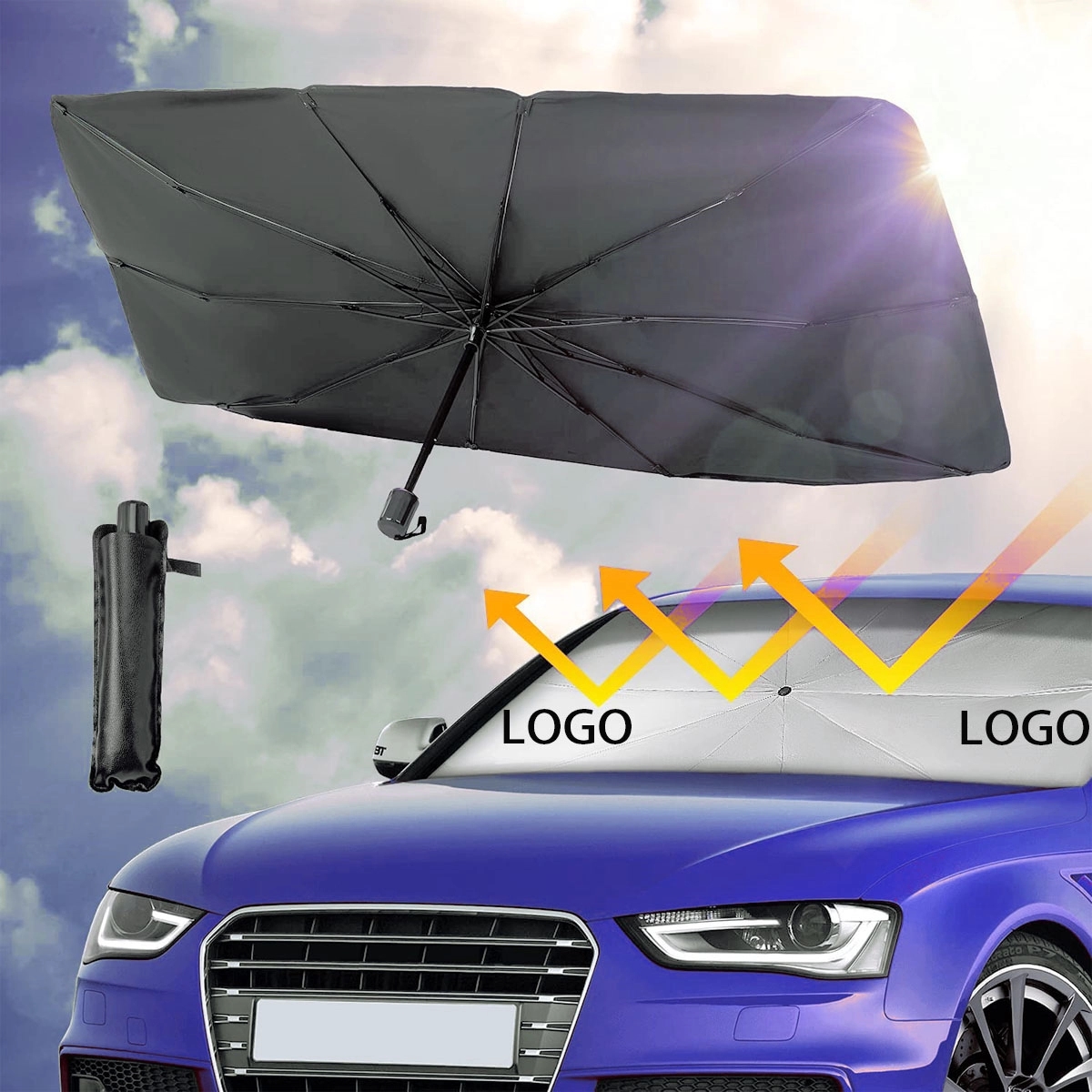 Car Windshield Sun Shade Foldable Umbrella 3