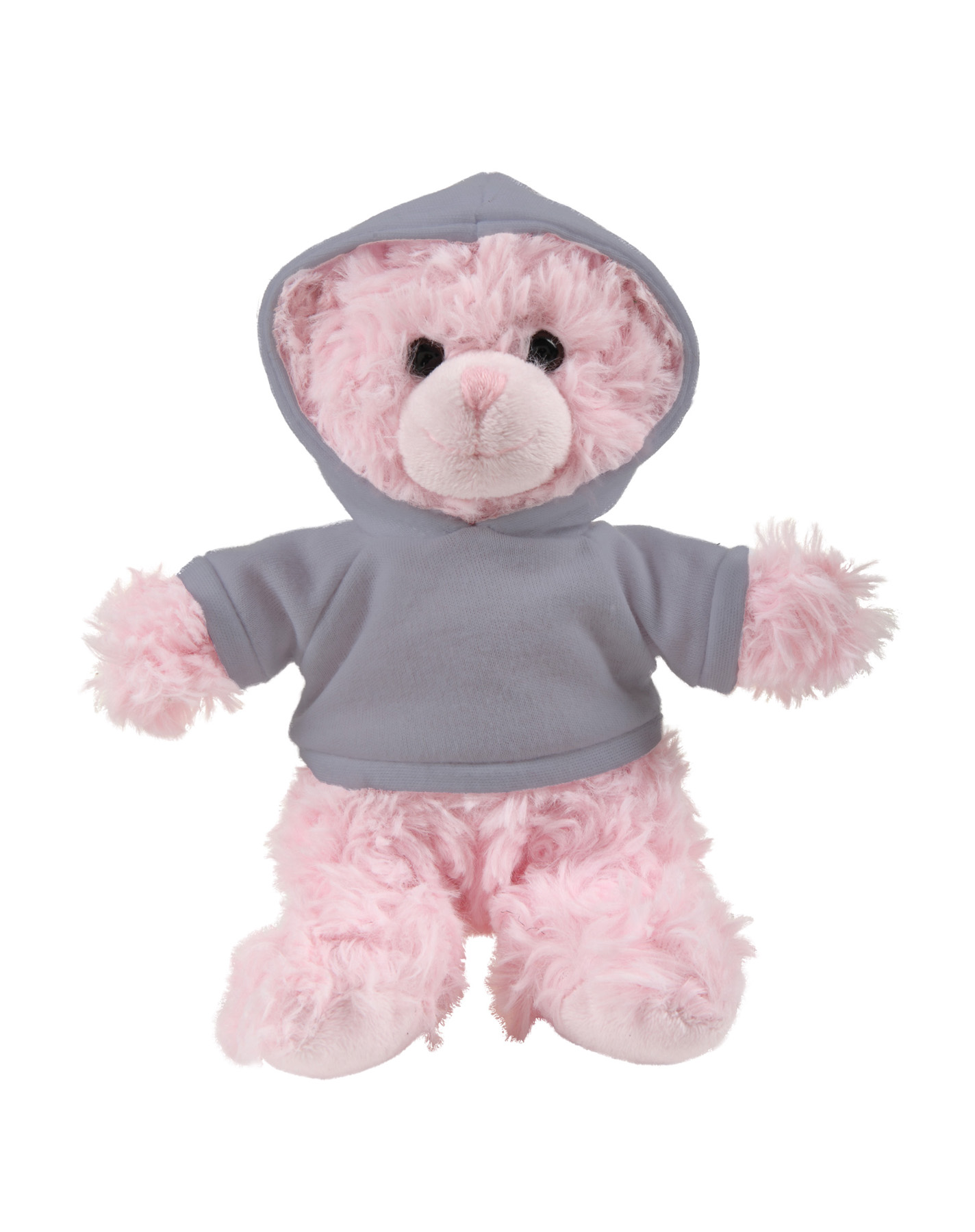 soft plush  Pink Curly Sitting Bear with hoodie 9