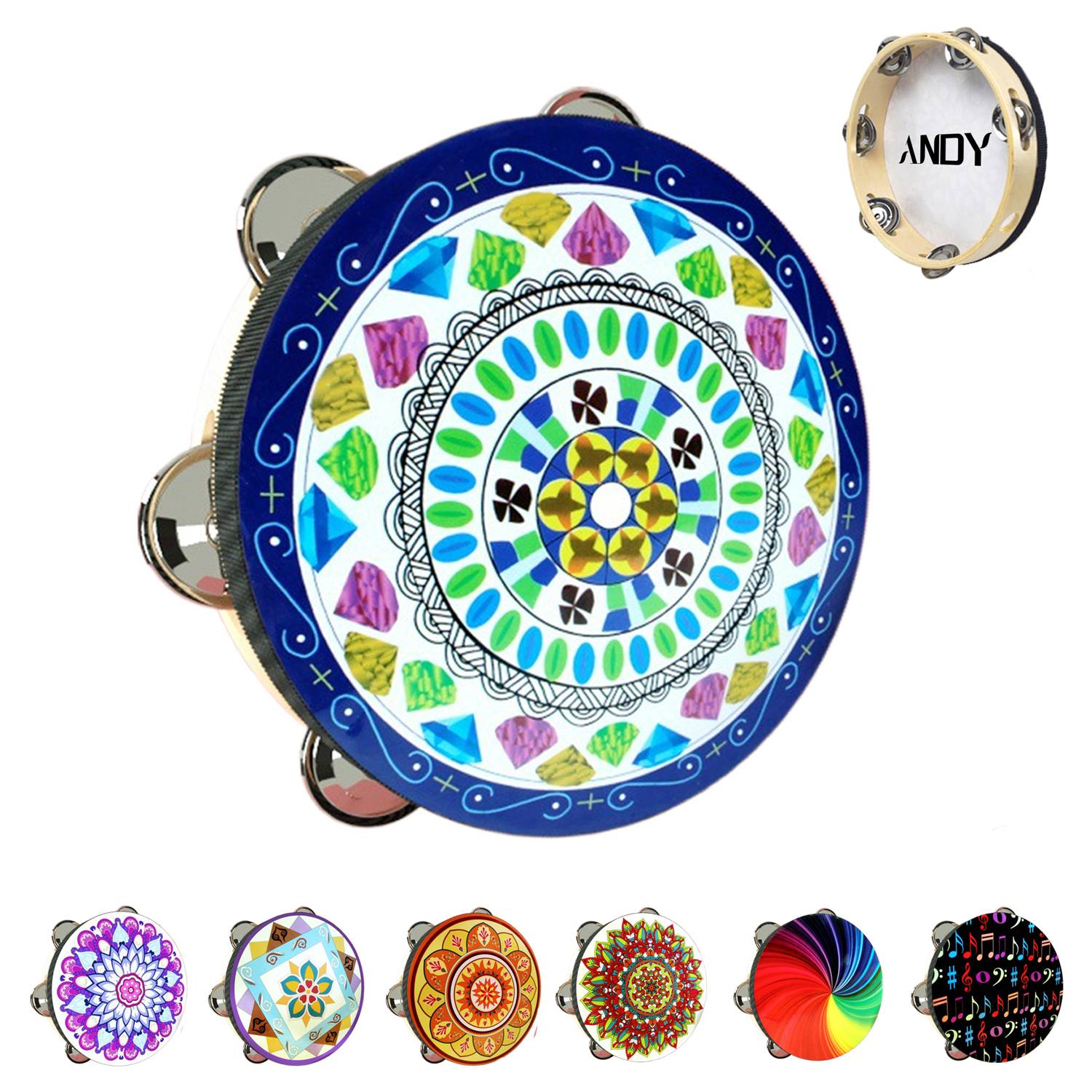 Colorful Tambourines Musical Instrument Hand Held Drum 5
