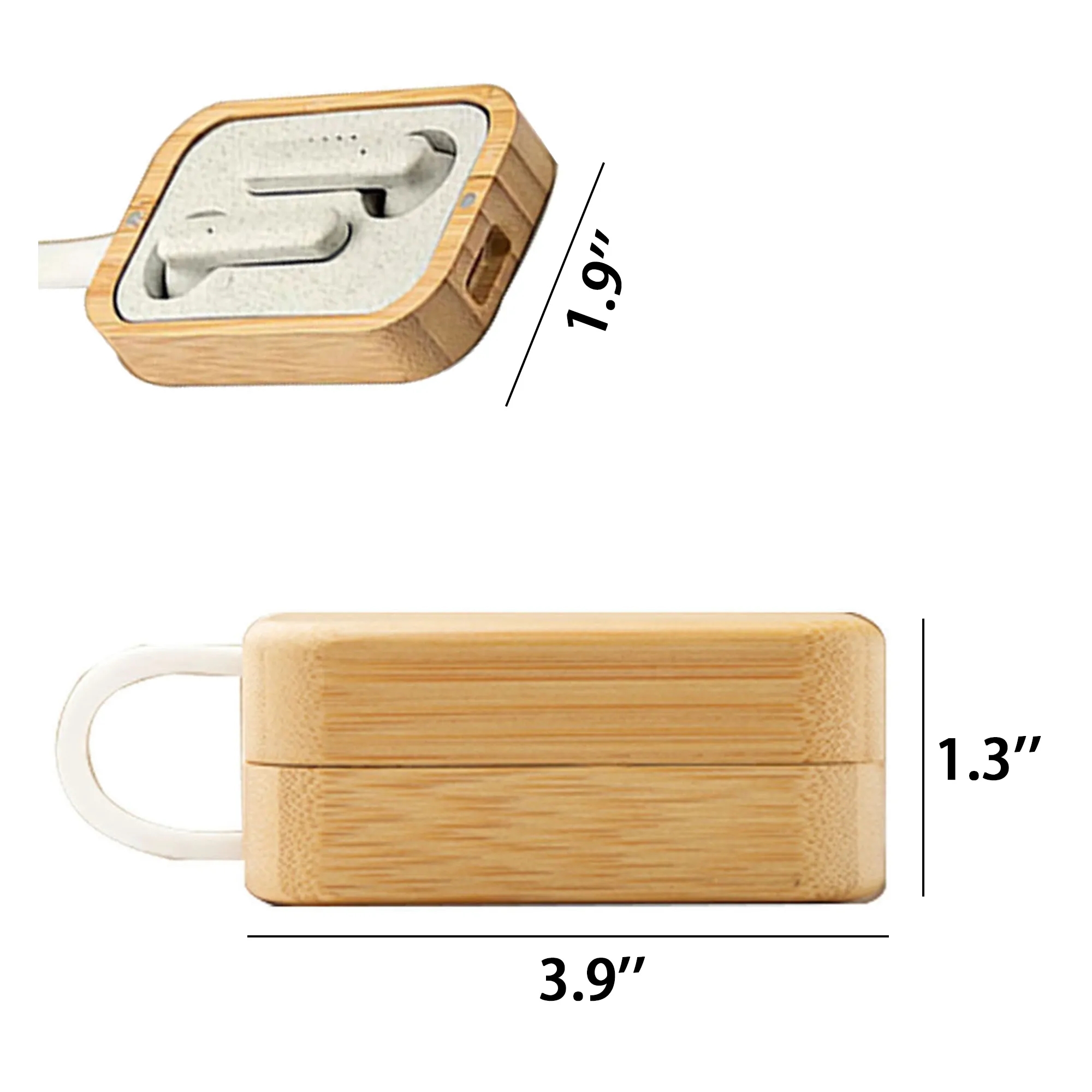 TWS Earbuds In Bamboo Charging Case 2