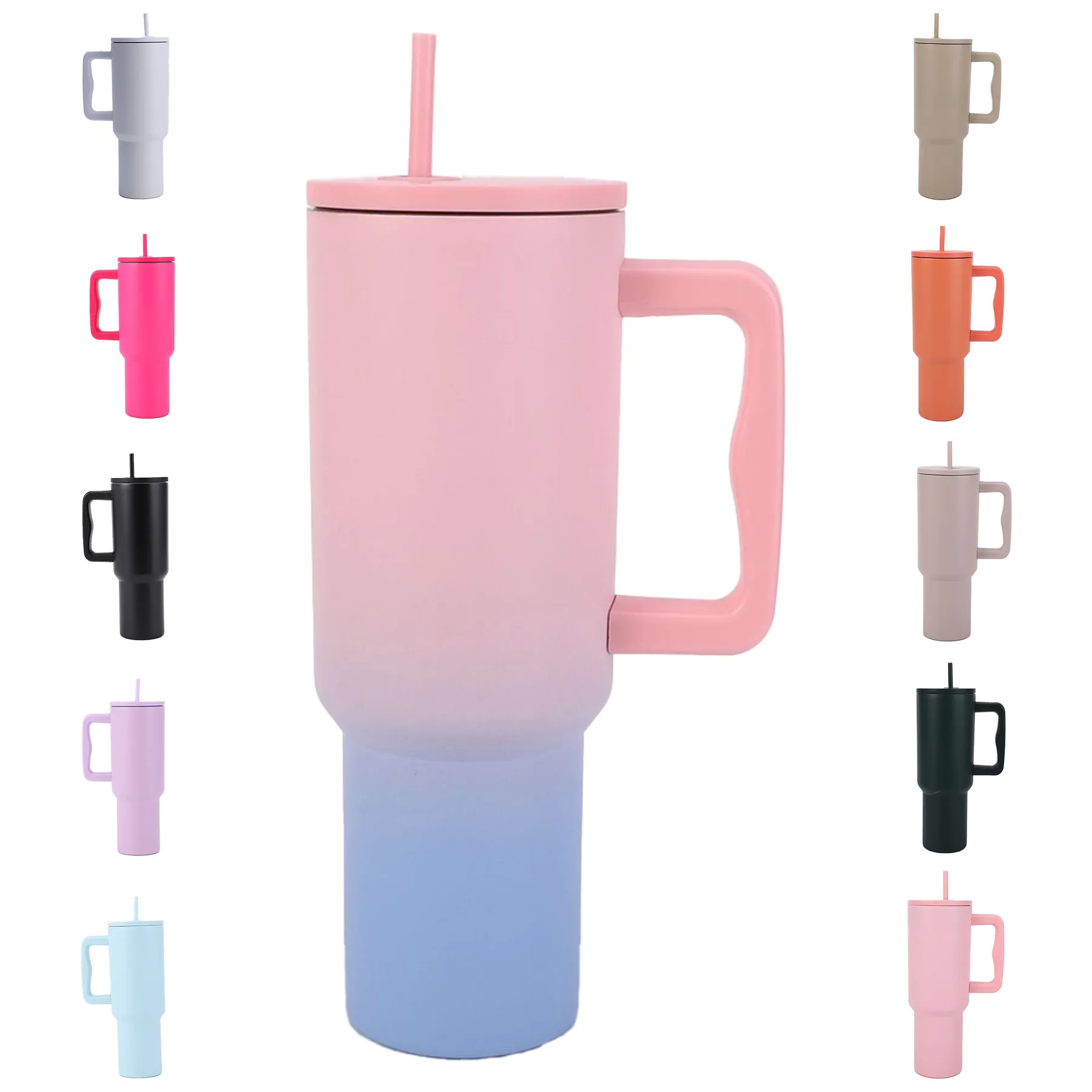 40 oz Tumbler with Handle and Straw Lid 2