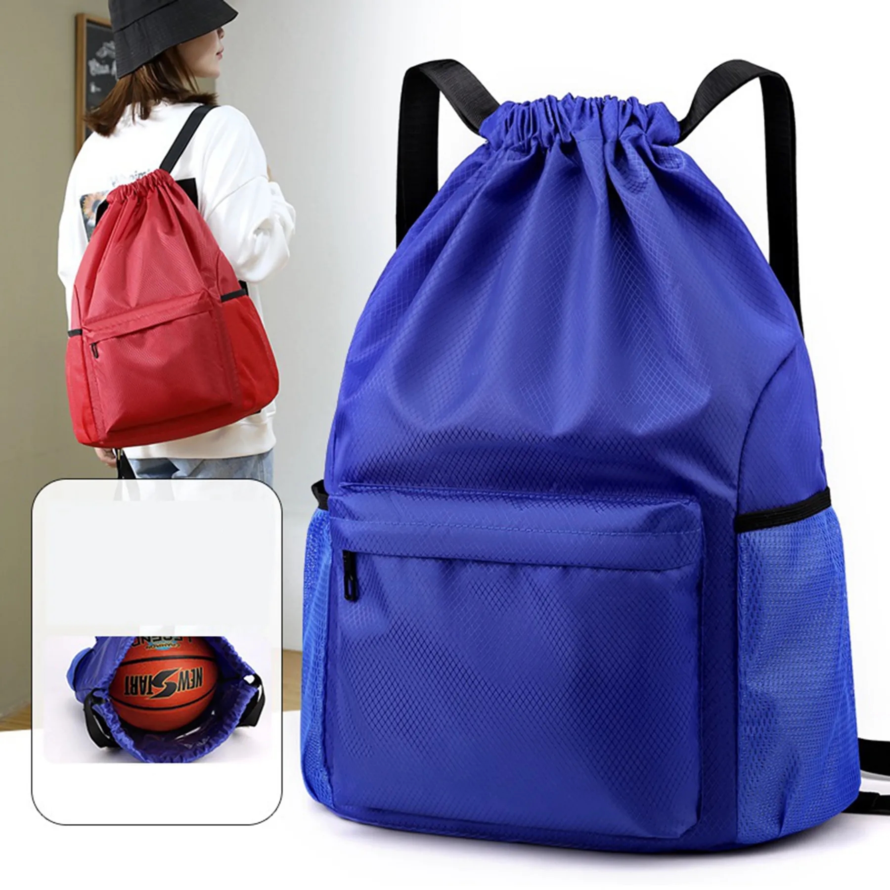 Dry Wet Drawstring Backpack with Zipper Pocket 10
