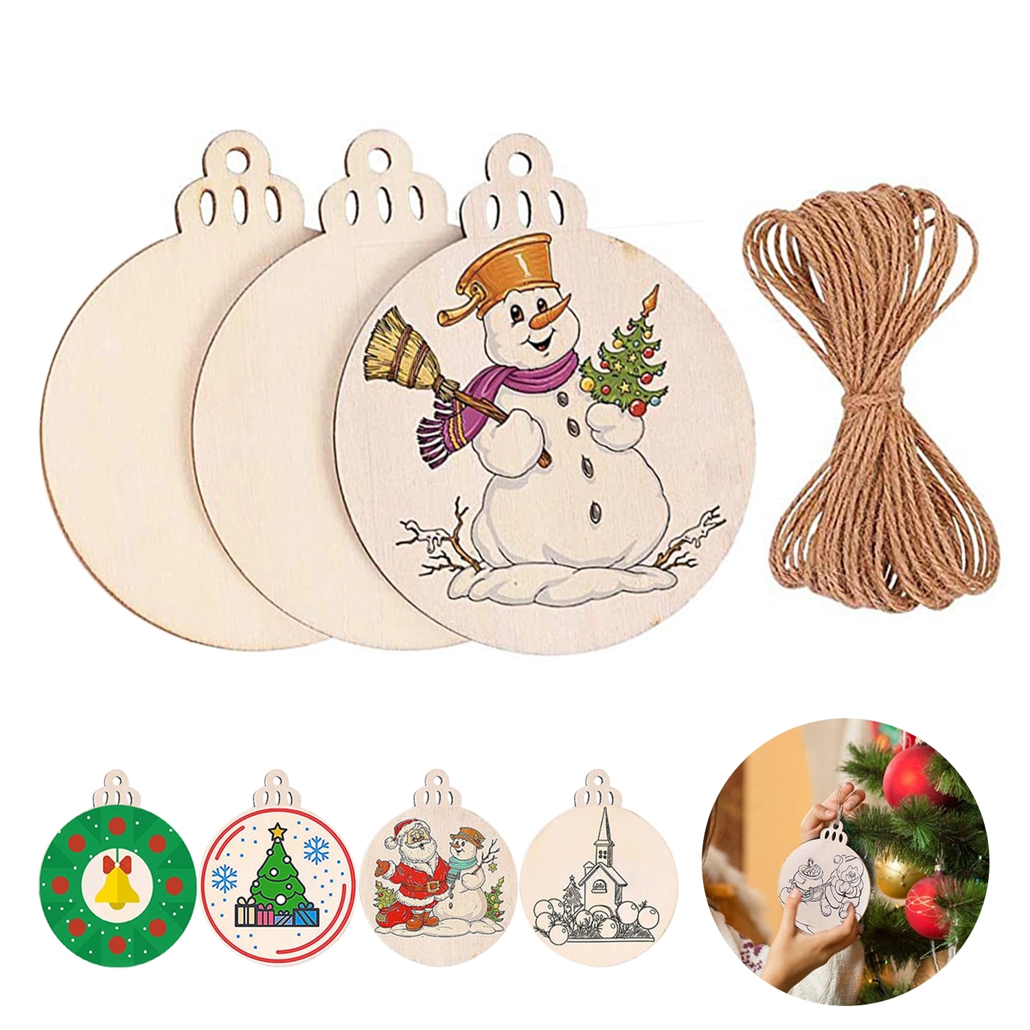 Wooden Christmas Ornaments Slices Circles 2