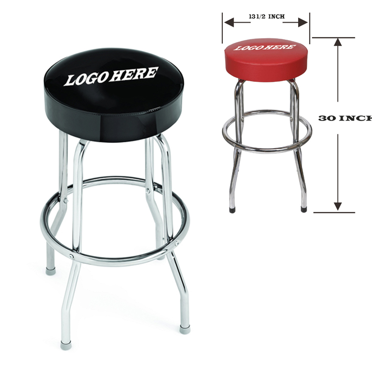Single Ring Bar Stool with Chrome Frame and Swivel Seat 4