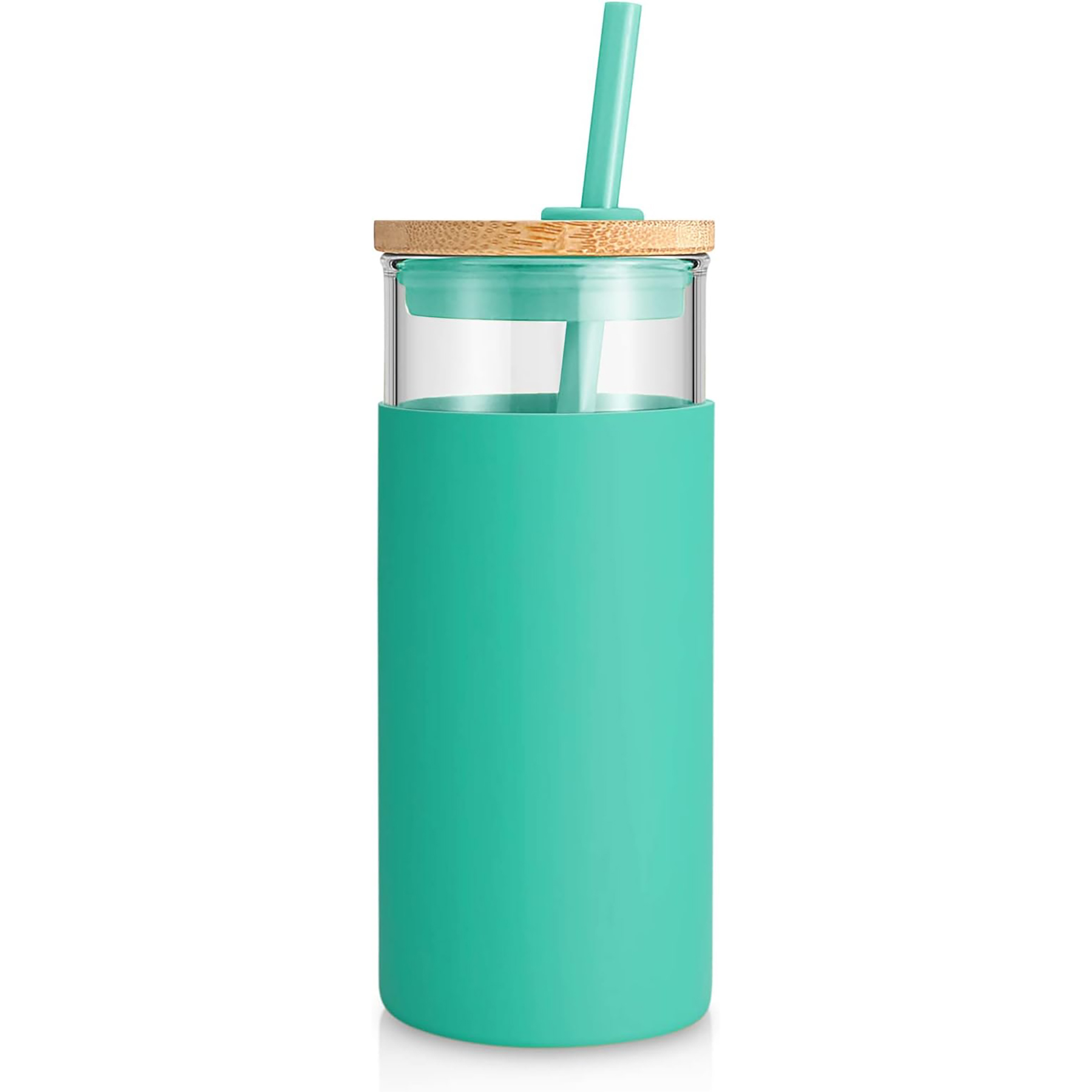 20 Oz Glass with Bamboo Lid and Straw 14