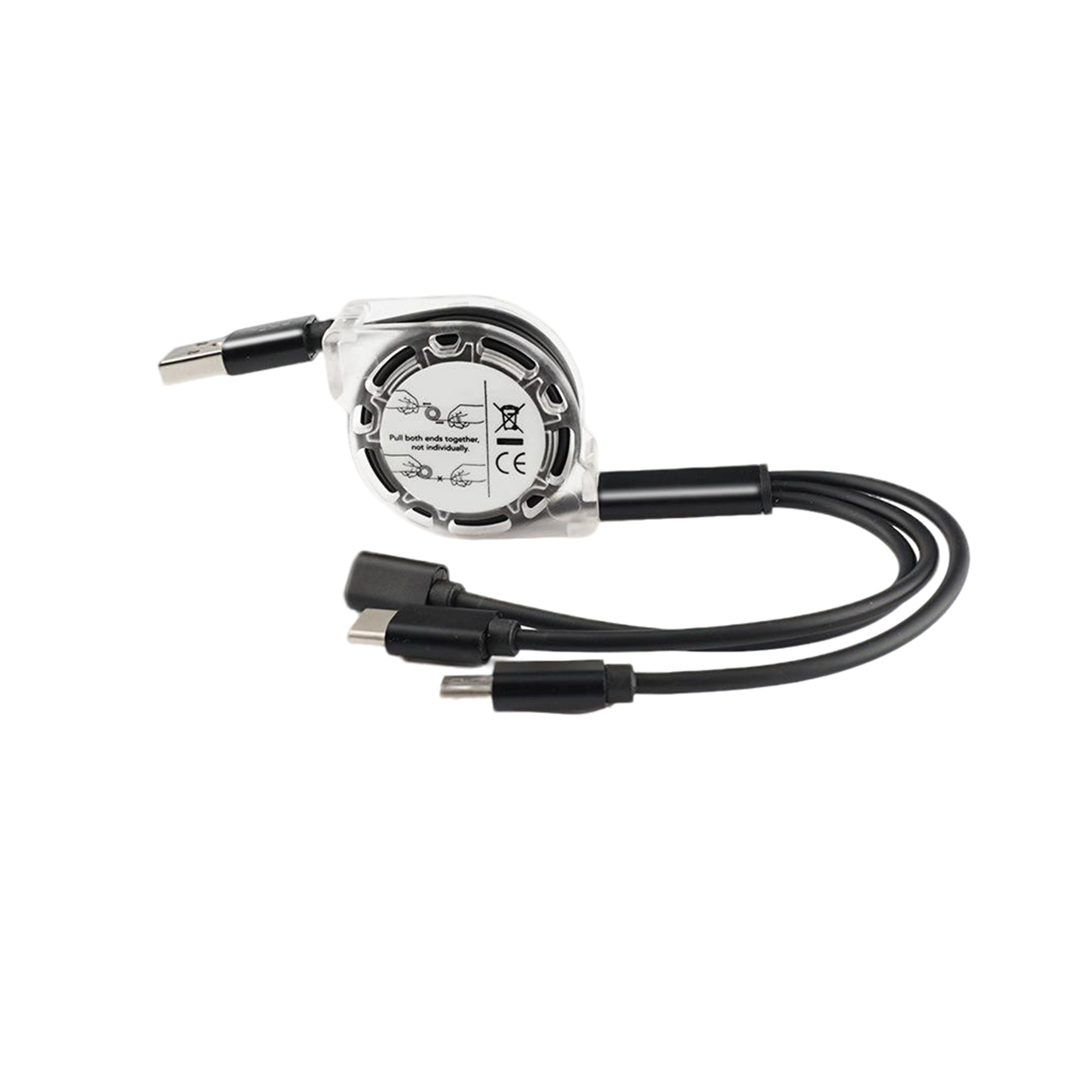 Retractable Three In One Charge Cord 39.4" 3