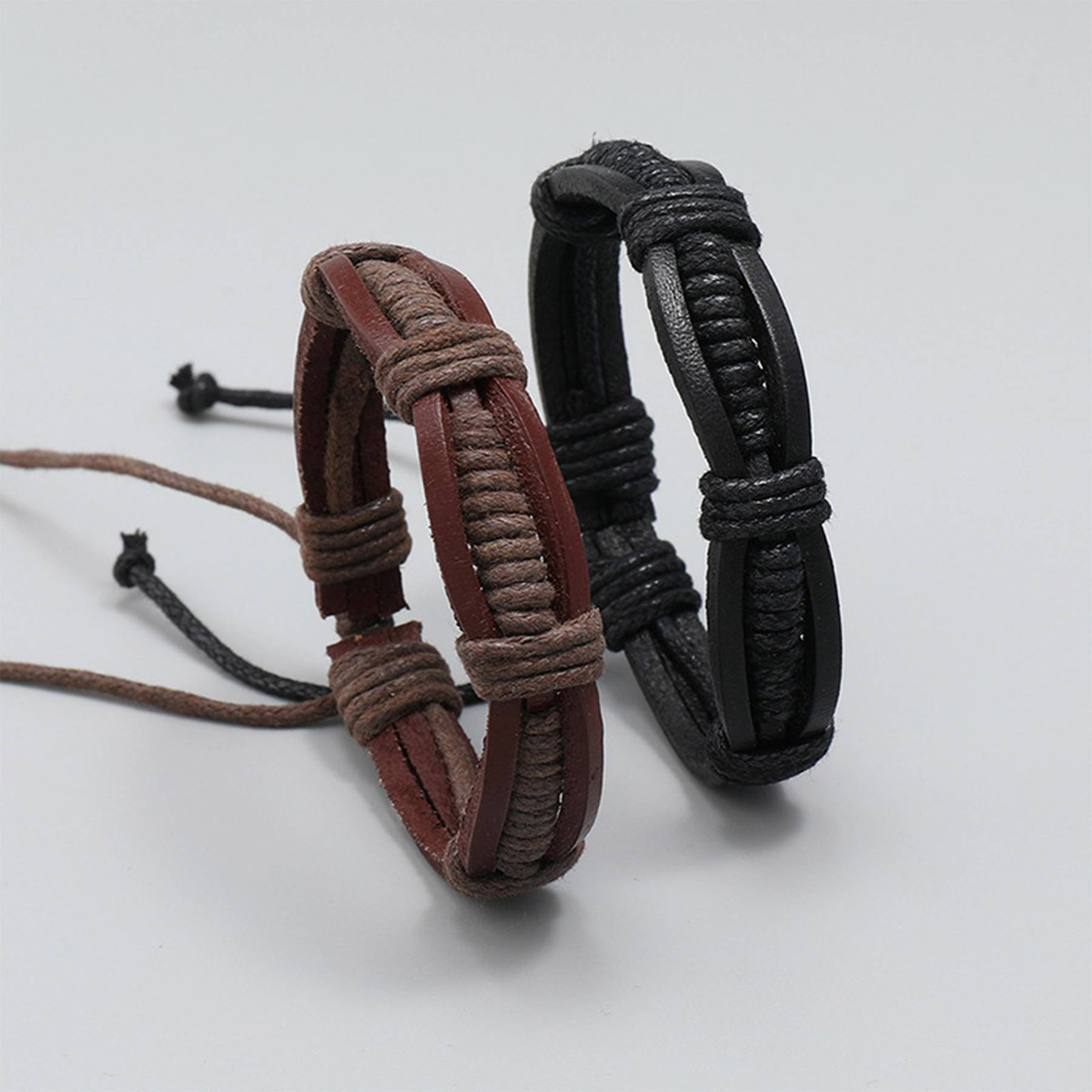 PU Simple hand-woven men's bracelets 5