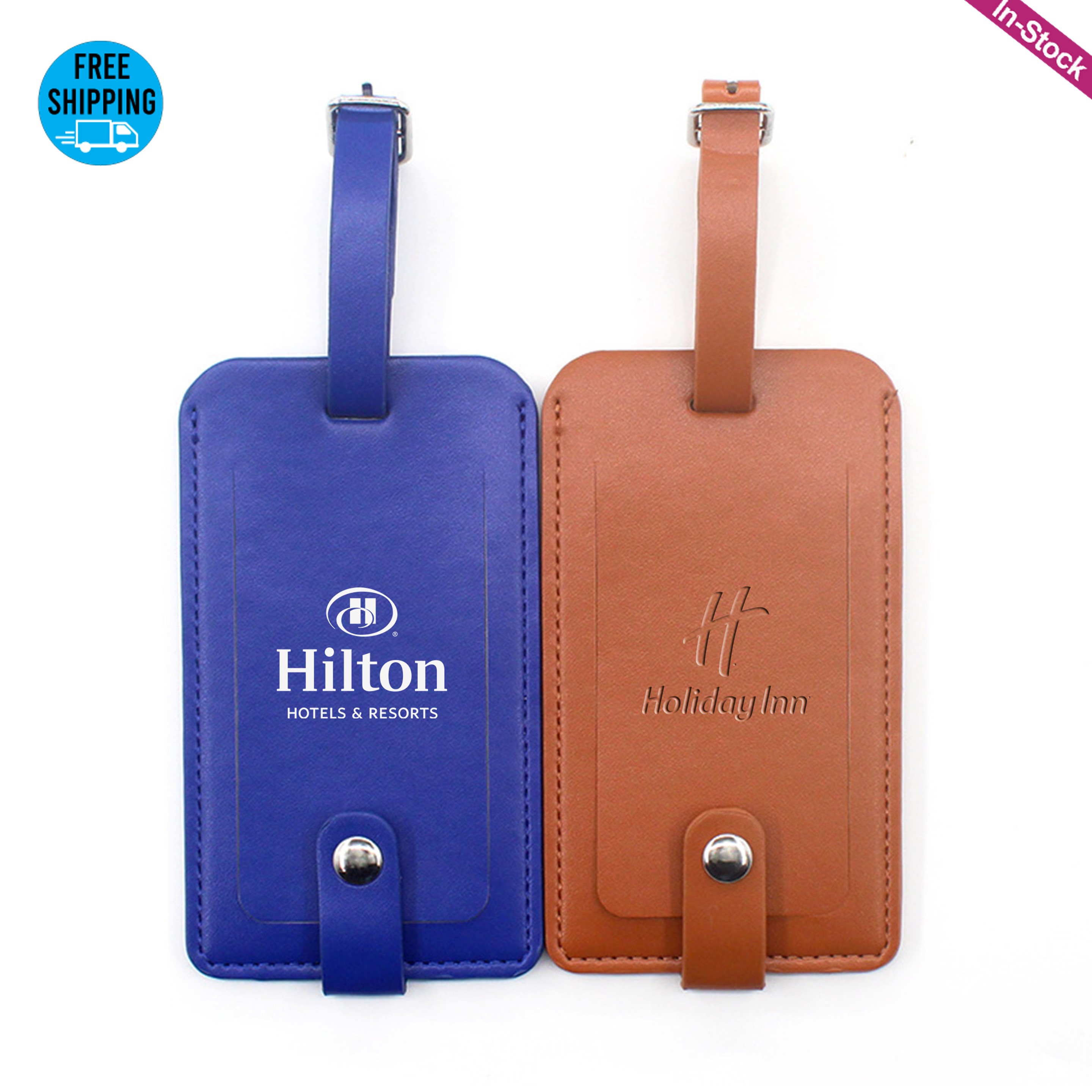 Premium Vegan Leather Luggage Tags Lable Holder with Snap 3