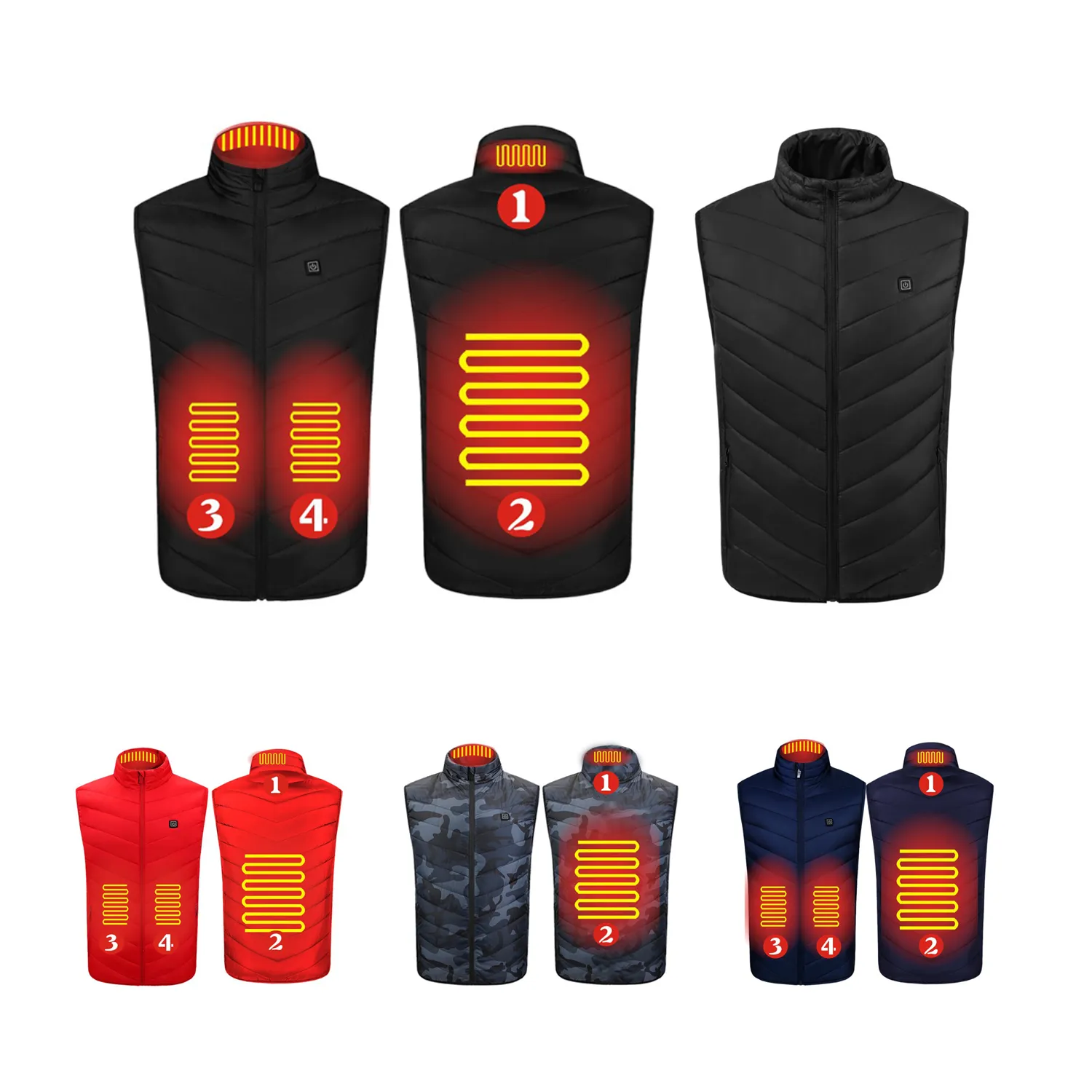 4 Heating Areas Warming Heated Unisex Vest 1