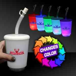 12 Ounce LED Cup with Lid and Straw