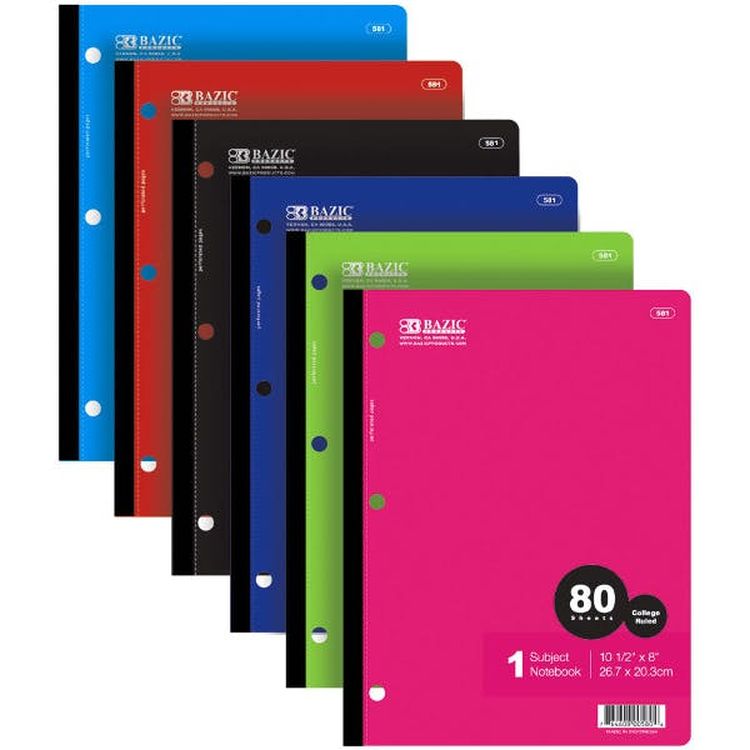 College Ruled Wireless Notebook - 80 Sheets 1 Subject 6 Colors 1