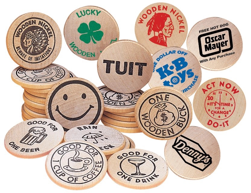 Custom Printed WOODEN NICKELS 5