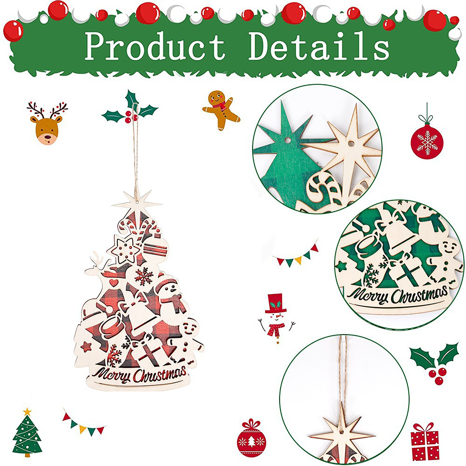 Christmas Wooden Pendant 5