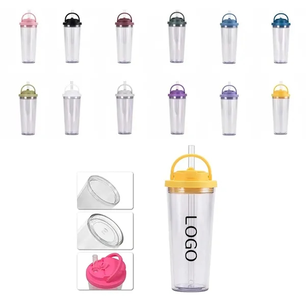 24oz Boba Tumbler - Insulated Cup with Lid & Straw 23
