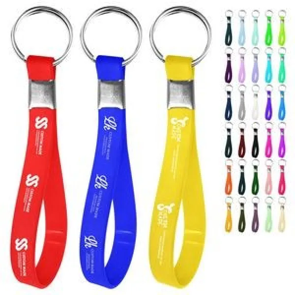 Screen Printed Silicone Wristband Keychain 9