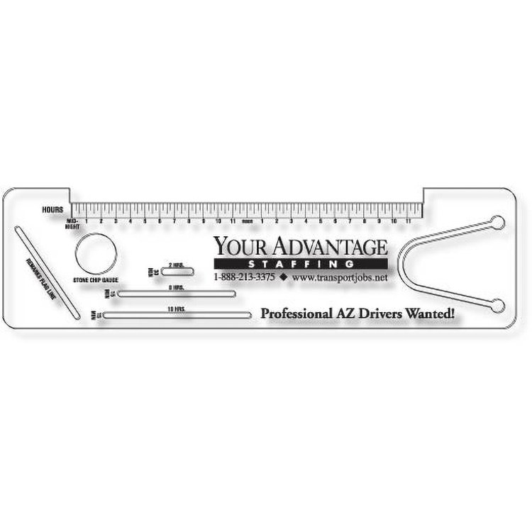 .040 Clear Plastic Logbook Ruler, Stock Shape LBR3 (2.42"x8.84"), Spot Colour