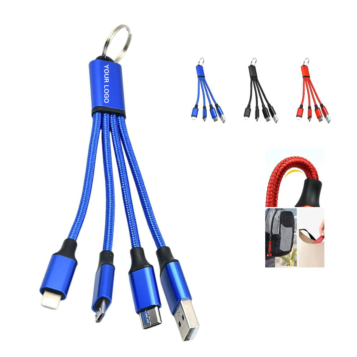 Durable 4 In 1 Keychain Charger for Phones and Tablets 5