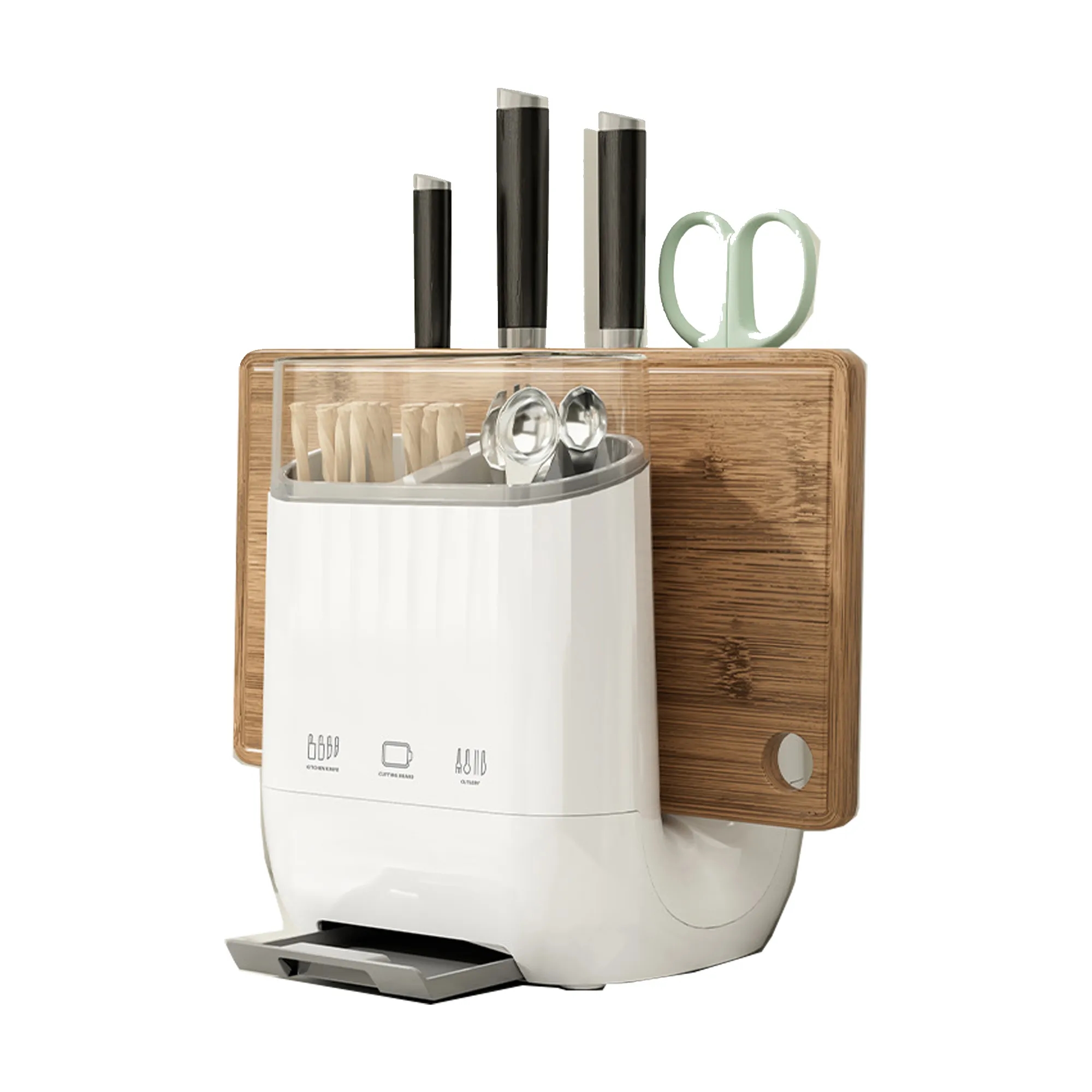U-Shaped Knife Block With Chopstick Storage Compartment 4