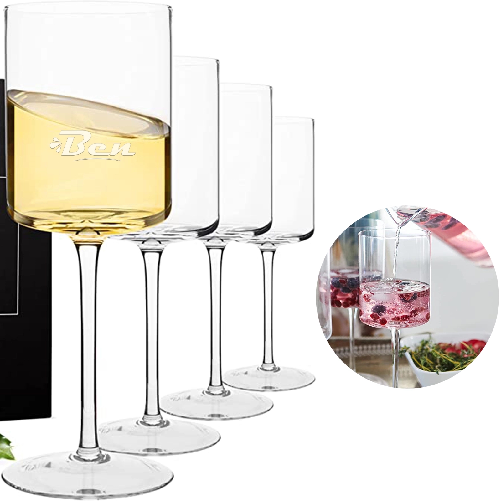 15oz Square Plastic Stemmed Wine Glass 3
