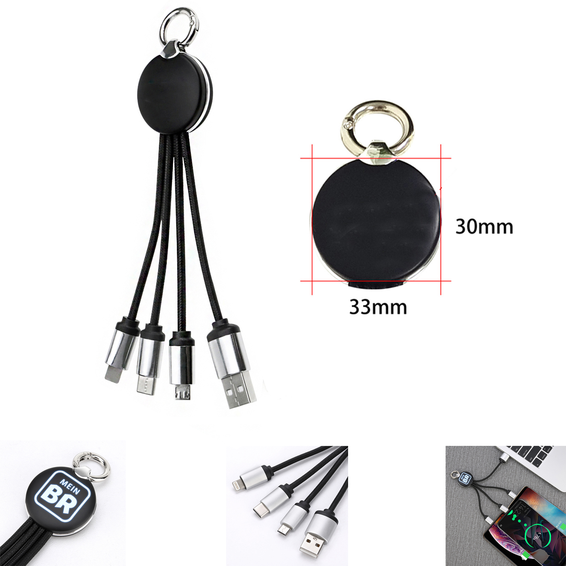 3 in 1 Multi Charging Cable with Key Ring 4