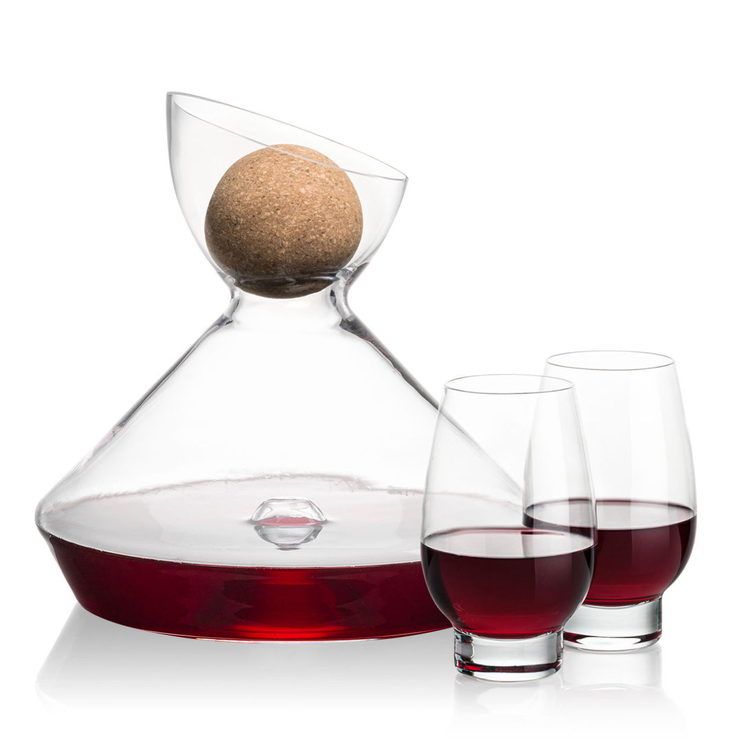 Woodbury Carafe w/Cork Stopper & Glenarden Stemless Wine 4