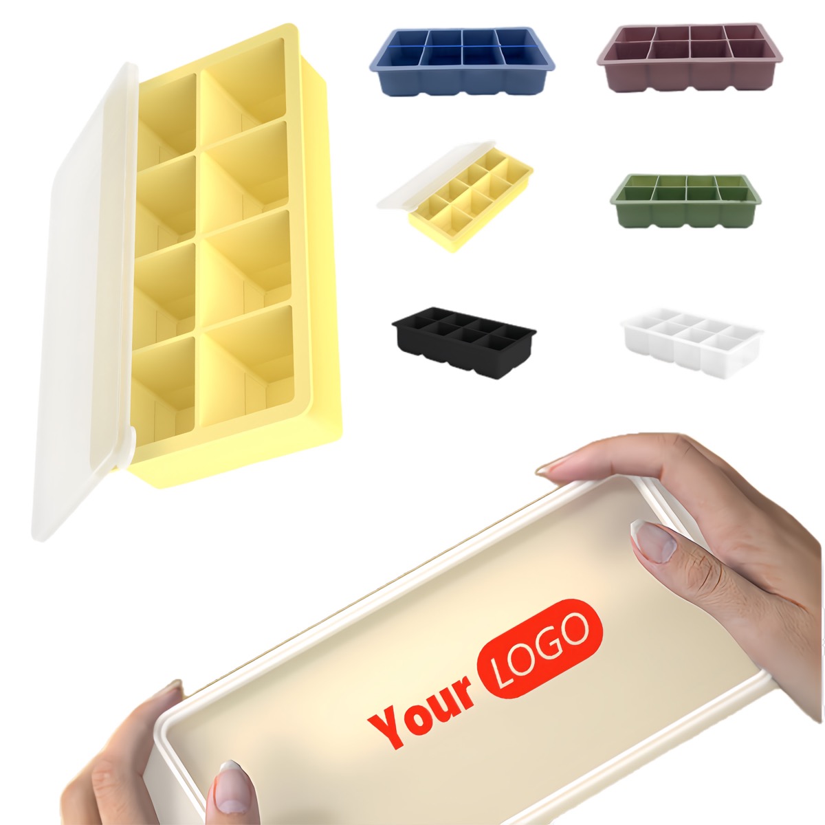 8-cavity Silicone Ice Cube Tray With Lid 2