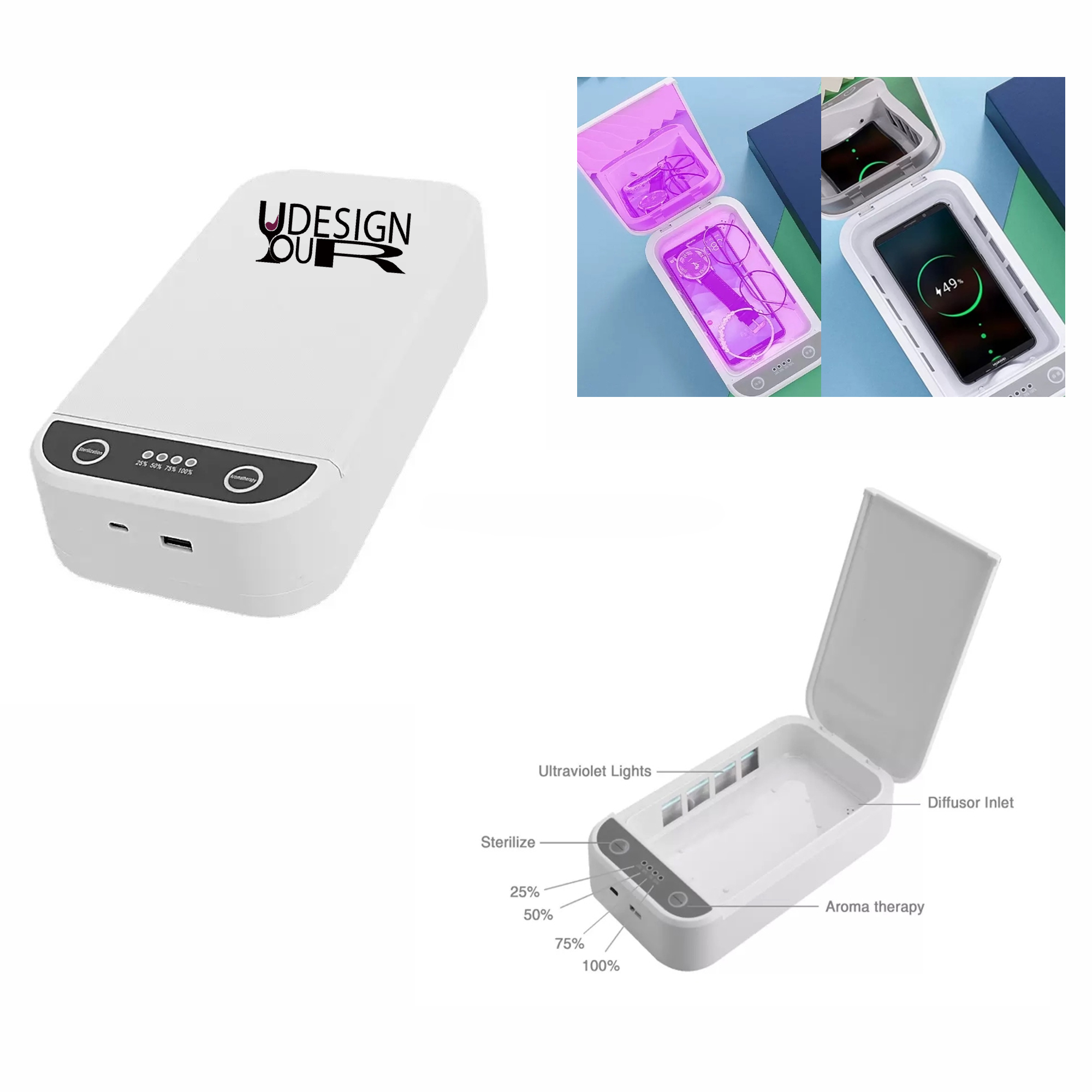 UV Light Phone Sanitizer Cleaner Case W/USB Wireless Chargin 4