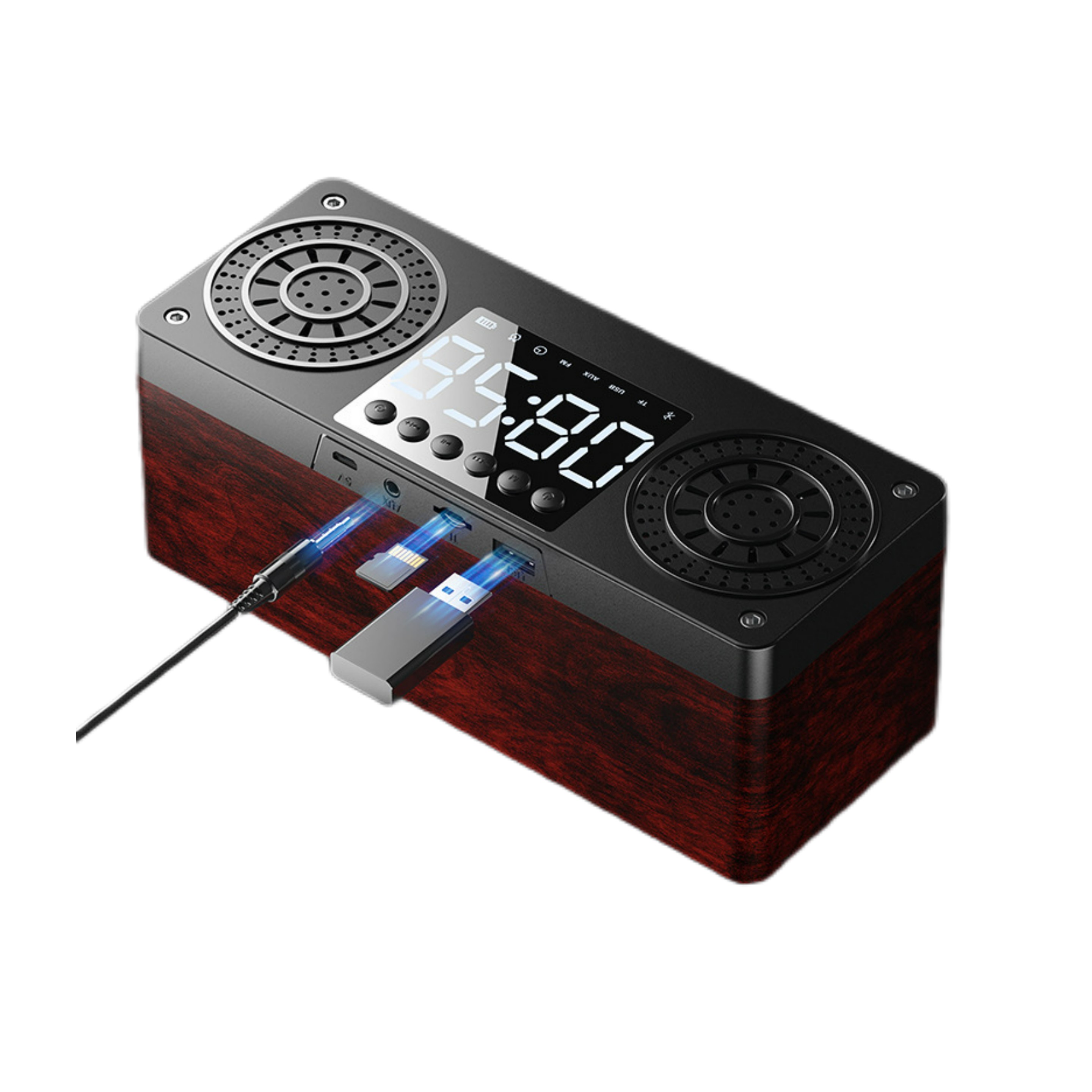 Wood Wireless Speaker with Alarm Clock (direct import) 3
